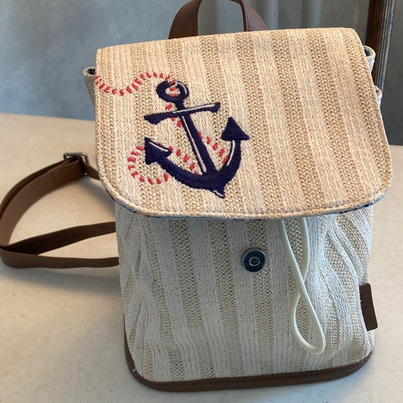 Vera Bradley Handbags - Vera Bradley Cream and Navy Anchor Backpack